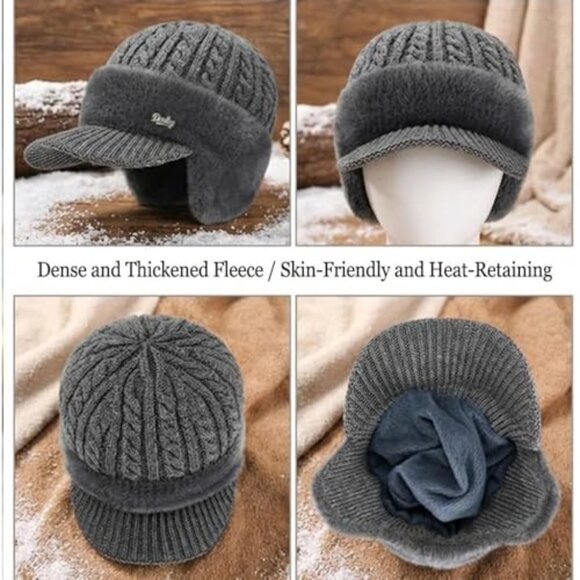 Trapper Hat Winter Soft Knit Beanie Ear Flaps Wool Lined Cozy Classic main image 4